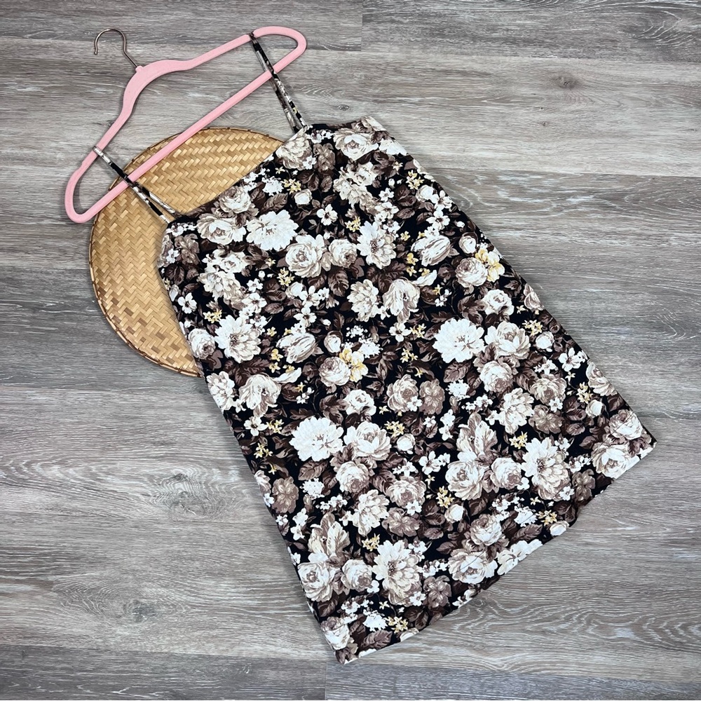Abercrombie & Fitch Brown vintage couch floral linen blend mini dress